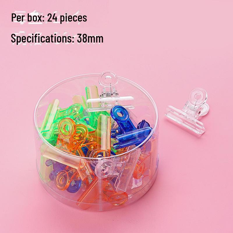 Colorful Transparent Small Round Ticket Clips - Cute Long Tail Clips for Files and Books, Large Barrel Design