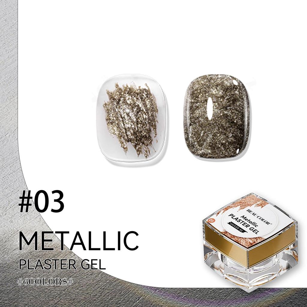 BEAU COLOR 1pcs 5G 6colors Metallic Plaster Nail Gel Collection 3D Effect Gypsum Nail Art Painting Gel Polish for Women Manicure