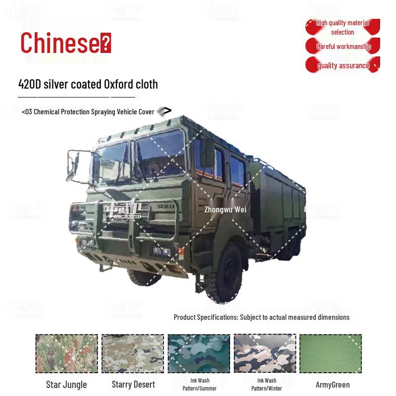 Zhong Wu Wei 03 Decontamination Spray Vehicle Cover 420D Silver Coated Oxford Cloth