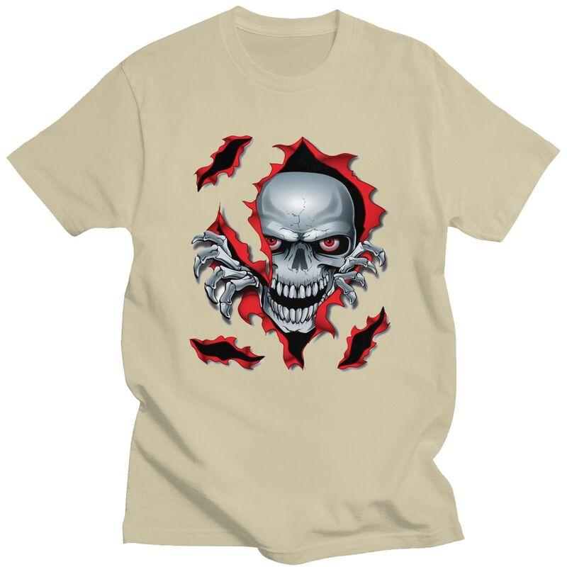 Custom Rip Skull T Shirts Men 100 Cotton Tee Tops Gothic Skeleton Tshirt Fashion Tshirt Clothes