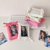 Simple Bow Card Holder Keychain Cute Portable Photocard Cover Idol Photo Card Holder Protective Cover Bag Pendant Gifts
