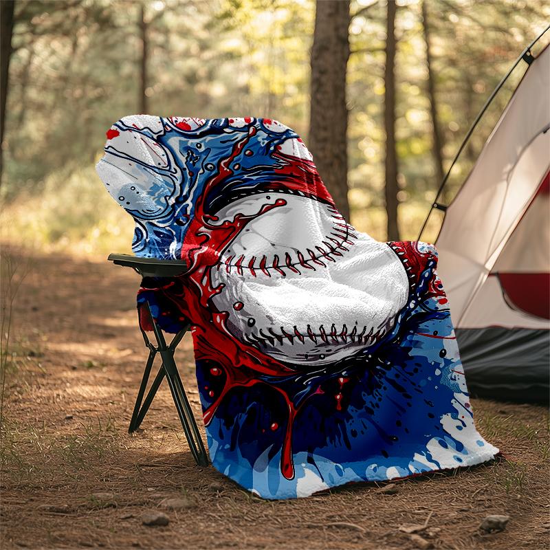 Baseball Theme Printed Blanket - Perfect for Couch, Bed, Travel & Outdoor Use | Machine Washable, Cozy & Durable.
