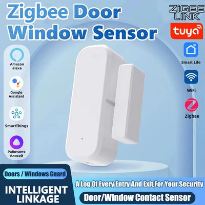 Tuya ZigBee Door Sensor Magnetic Contact Detector Real Time Alarm Security Monitor for Smart Home Works with Alexa Google Home