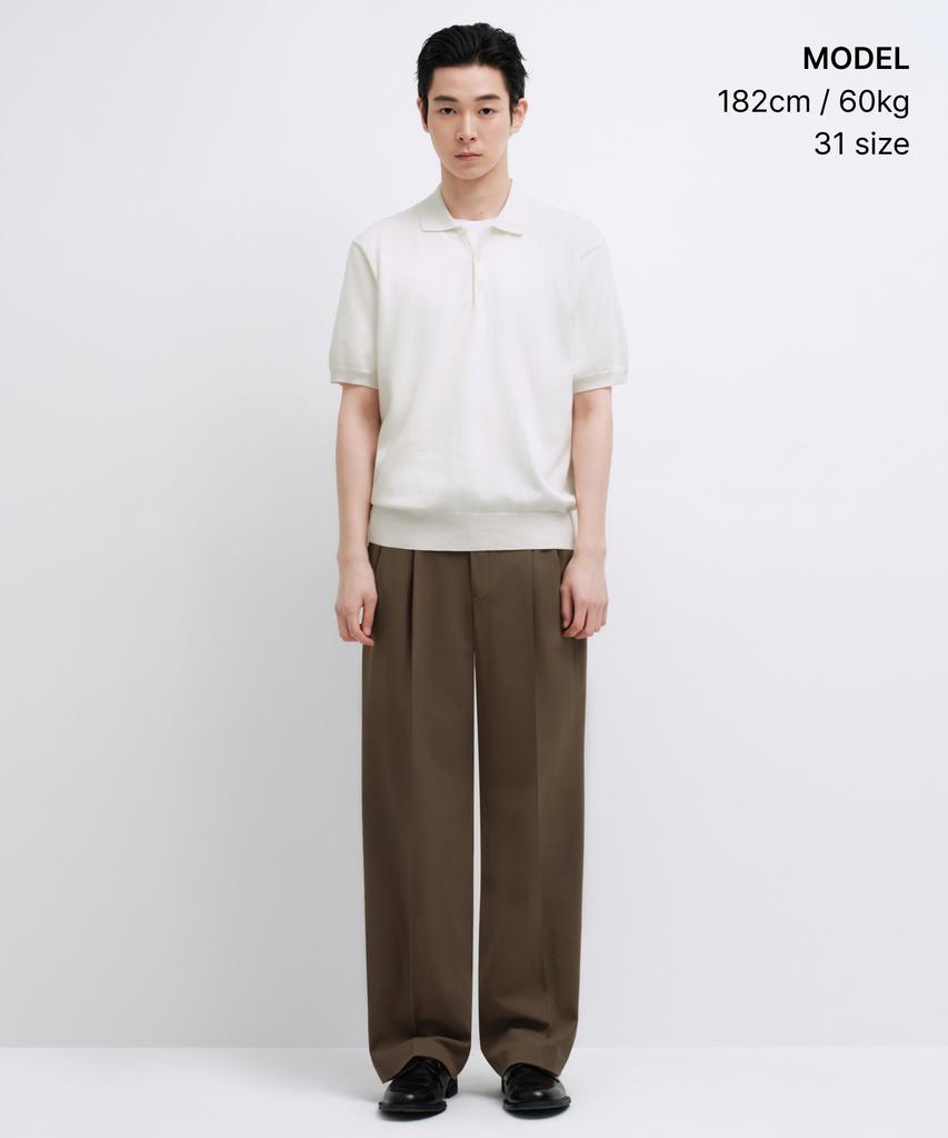 MUSINSA STANDARD Real Wide Hidden Banding Slacks [Brown]
