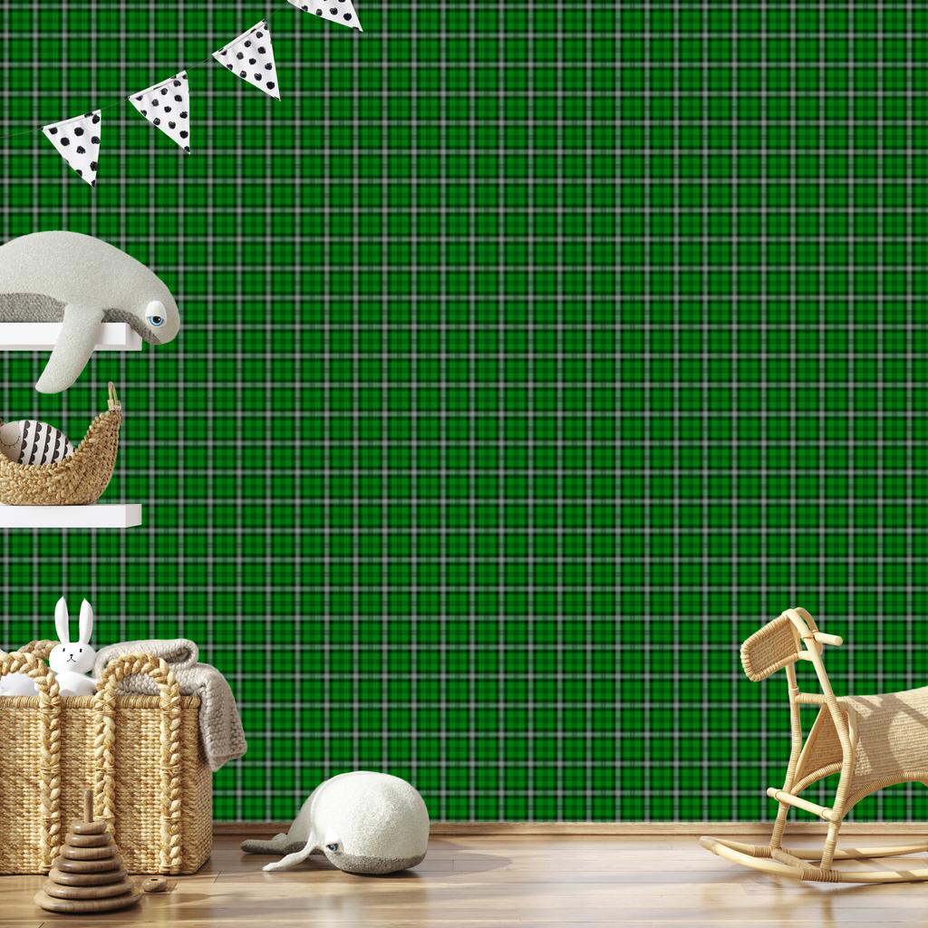 Bottle Green Checkered Wallpaper for Living Room and Bedroom 50x1000