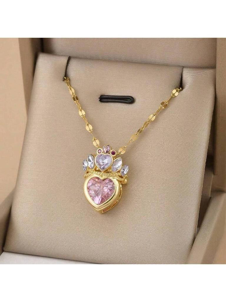 Princess Crown Pendant Necklace Women Wedding Party Jewelry School Blair Crown Rapunzel Gold Plated Necklace Gift for Her