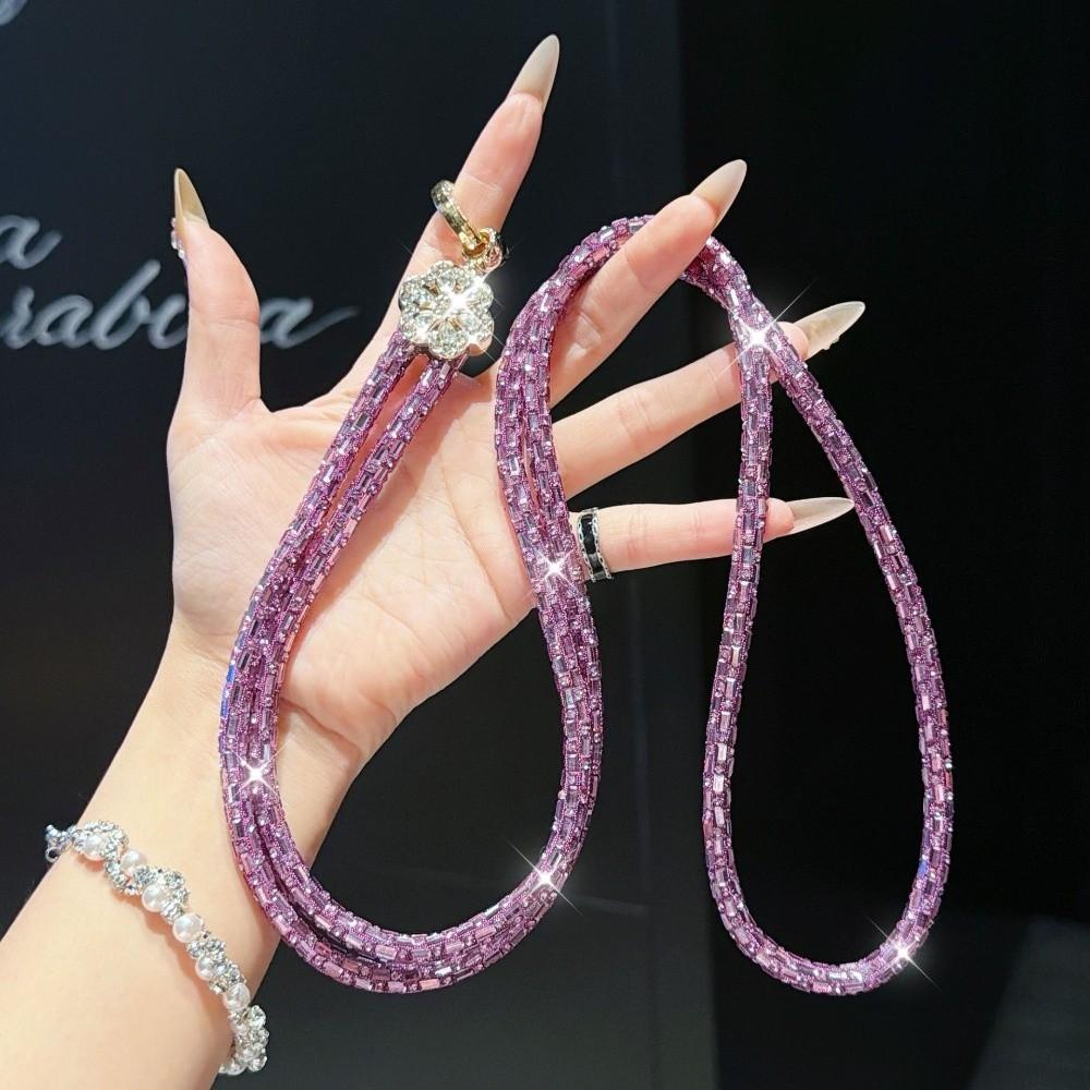 Bling Crossbody Chain Strap Rhinestone Beaded Phone Chain Portable Crystal Phone Chain For Women