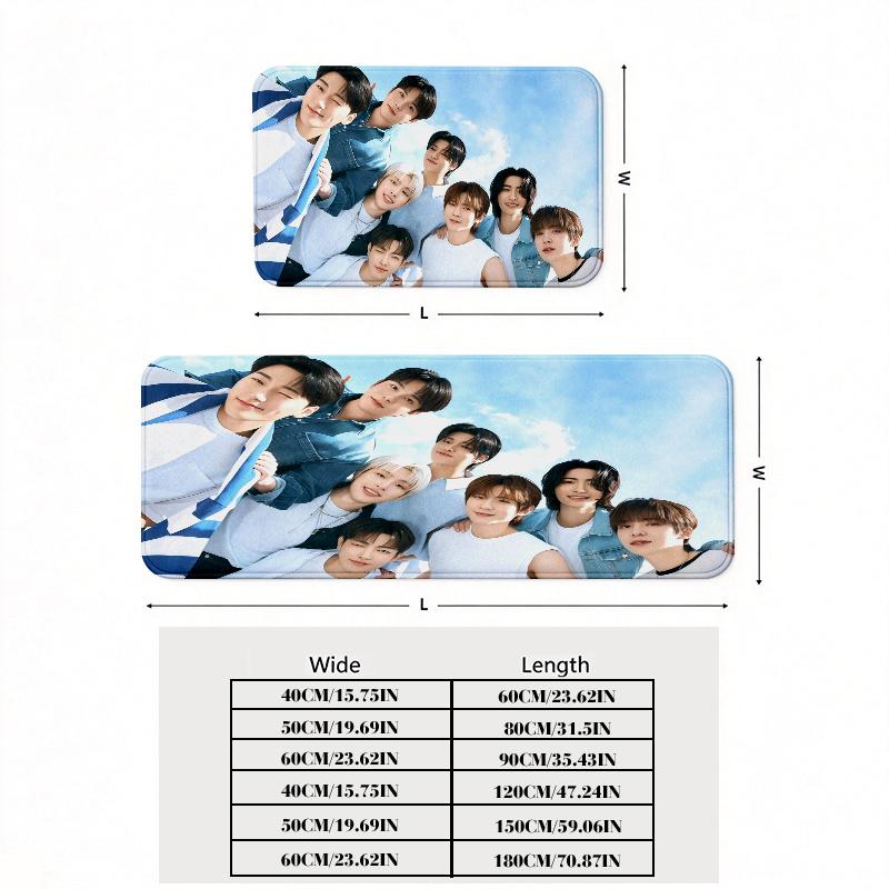 ATEEZ Print Flannel Kitchen Mat Christmas Soft Area Rug Non Slip Floor Carpet Home Decoration