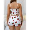 2025 New Sexy Pajamas Female Strawberry Heart Printing Fashion Sling Best Selling Sweet Cute Loungewear