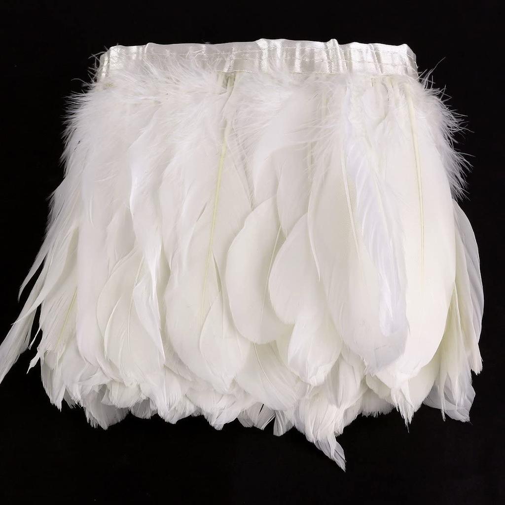 2M/5M/10M White Real Goose Feather Trims Width 15-20cm Goose Feather Ribbon Dyed Clothes Party DIY Craft Dress Sewing Accessory