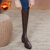 Elegant Heeled Pointed Toe Leather Women'S Long Boots Fleece-Lined Autumn Winter  New Gyaru Ladies Knee High Shaft Shoes