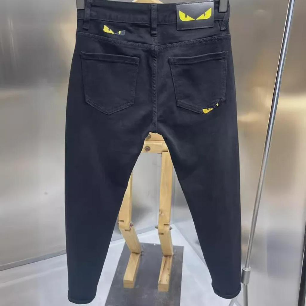 Retro Black Elastic Slim Fit Men's Jeans - Trendy Youth Style