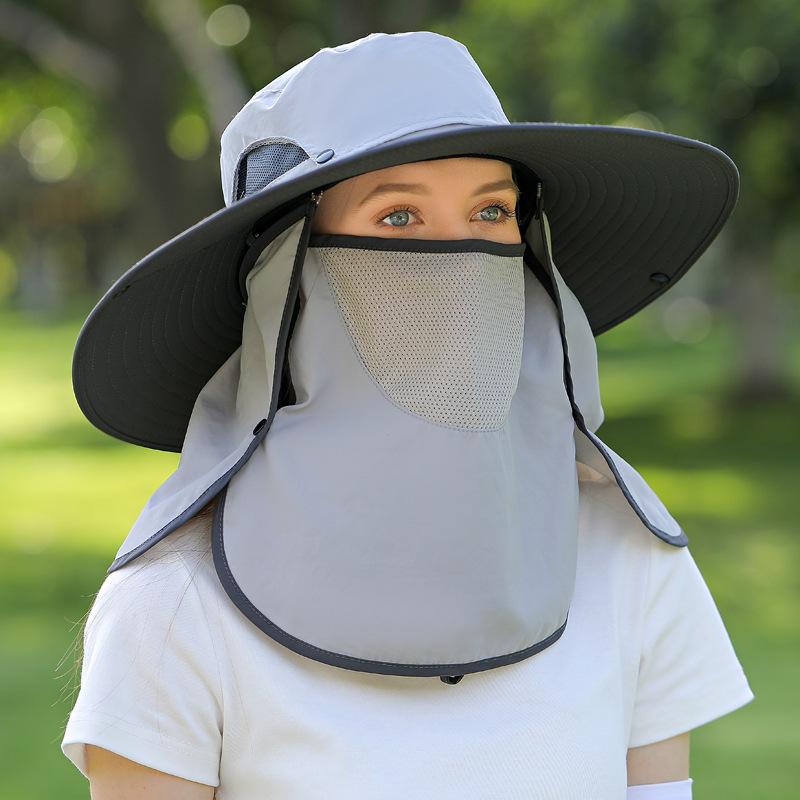 

Женская рыболовная шляпа, солнцезащитная кепка, УФ-дышащая рыболовная кепка, пляжная кепка, летняя козырек для путешествий, работы в саду, защита шеи, солнцезащитная шляпа Adjustable светло-серый