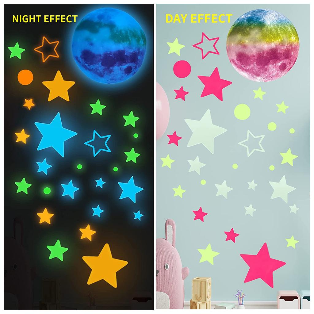 Glow in The Dark Stars Wall Decal Stickers for Ceiling 1449Pcs Moon and Stars Starry for Sky Glow Wall Stickers Luminous