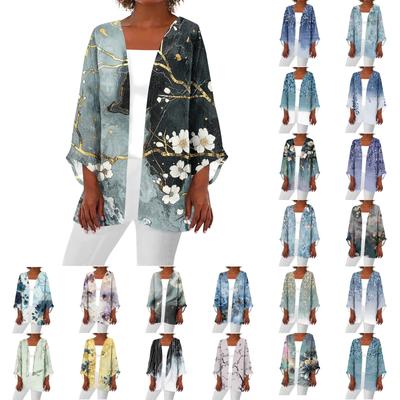 Kvinnors fritidsmodetryckt lättviktsjacka i mellanlång kofta