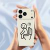 For iPhone 17 Pro Max Case Stickman Toilet Pattern Printing Straight Edge TPU Phone Back Cover
