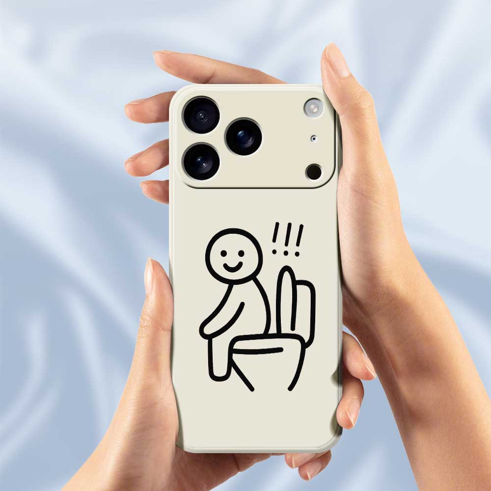 For iPhone 17 Pro Max Case Stickman Toilet Pattern Printing Straight Edge TPU Phone Back Cover