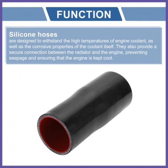 51mm to 57mm ID Straight Coupler Silicone Hose 4 Layers of Cloth Black Red 1Pc