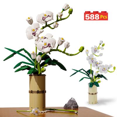 Non-Toxic Moc Bouquet Orchid Flowers Building Blocks City Romantic Home Decoration Friends Bricks Toys For Children Birthday Gifts