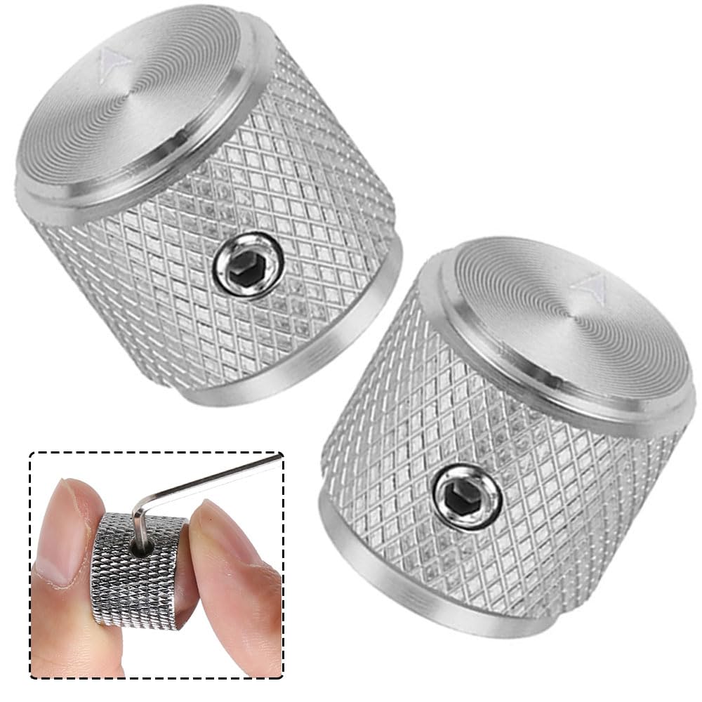 6 Aluminum Potentiometer Metal Guitar Volume and Tone Control Dome Knobs with 6mm Hex Wrench Screws for Fender Gibson Les and Electric Guitars Knobs,