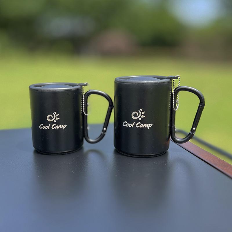 Outdoor Double-Layer Stainless Steel Camping Cup - Insulated Anti-Scald for Coffee, Tea, Wine, with Mountaineering Hook.