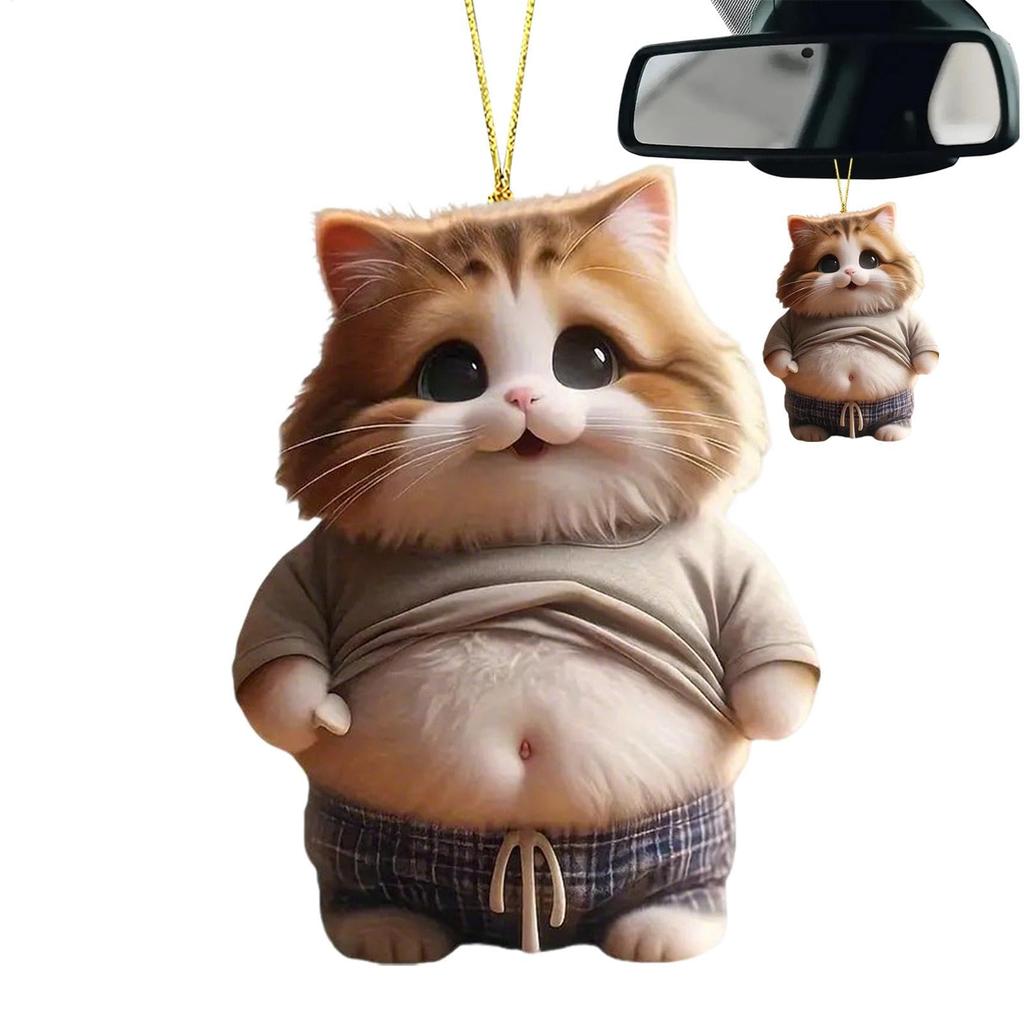 Fat Cat Dog Car Rear View Mirror Decoration Car Hanging Ornament Car Hanging Mirror