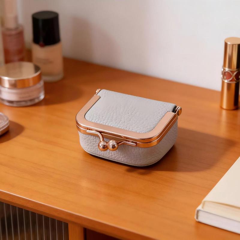 PU-Leder Kiss Lock Münzbörse Unifarbene Multifunktionale Mini Kleine Gegenstandstasche Schmucktasche Quadratisch Schlüssel Lippenstifte Ohrringe