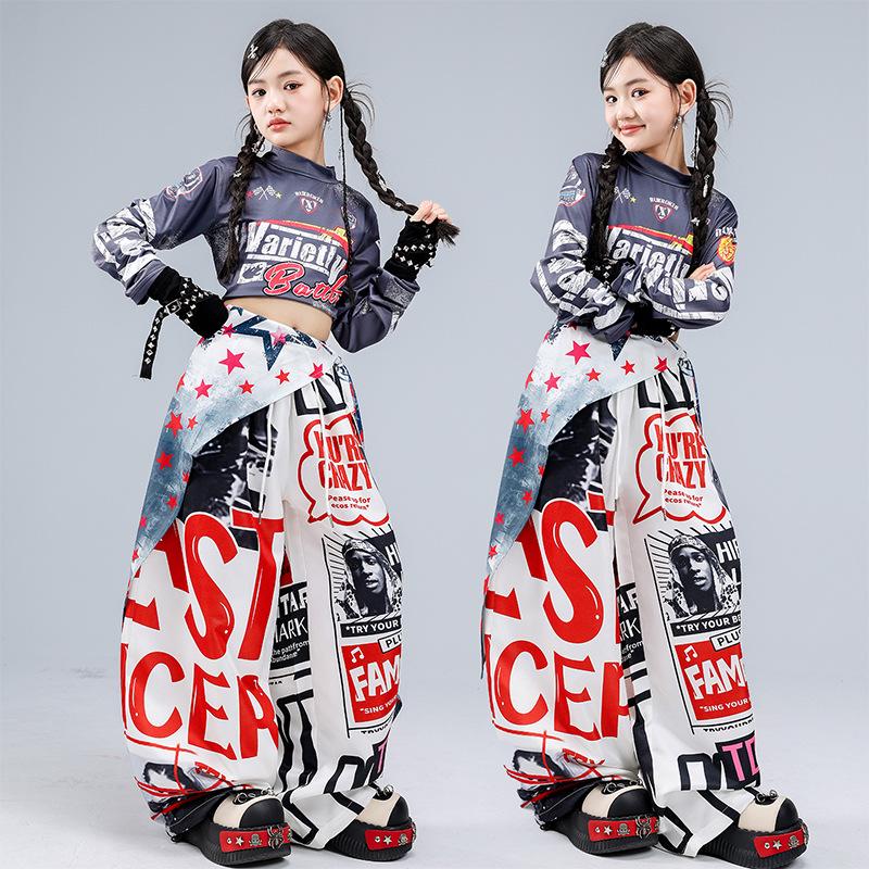 Set di Street Dance American Graffiti per Bambini: Abbigliamento Trendy per Performance Hip Hop e Jazz