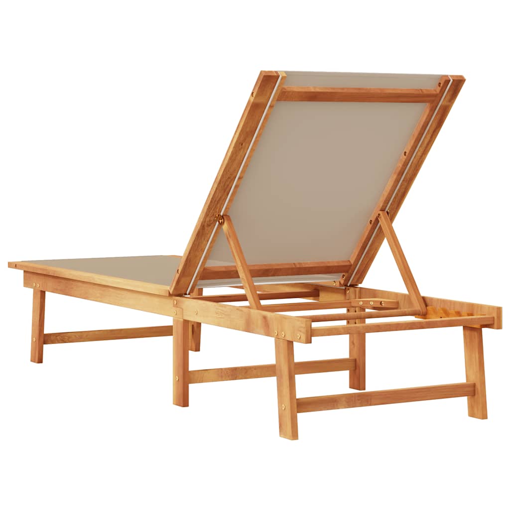 Sun Lounger Taupe Solid Acacia Wood and Textilene