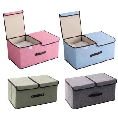 Contenant Pratique pour Sous-vêtements en Coton et Lin Boîte de Rangement Pliable pour Pantalons avec Couvercle