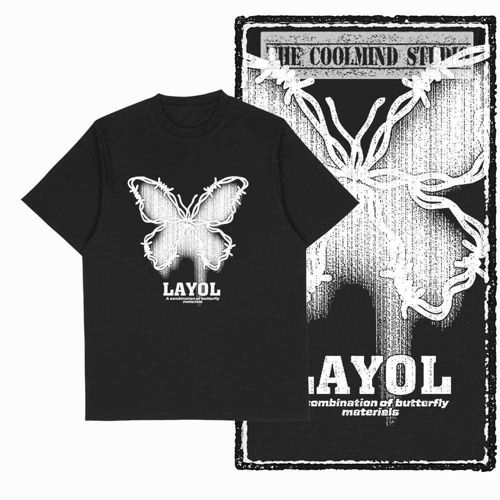 Coolmind X0113 Butterfly Vibes 100 cotton exclusive graphic Unisex tshirt big size streetwear t shirt for Unisex tee shirts