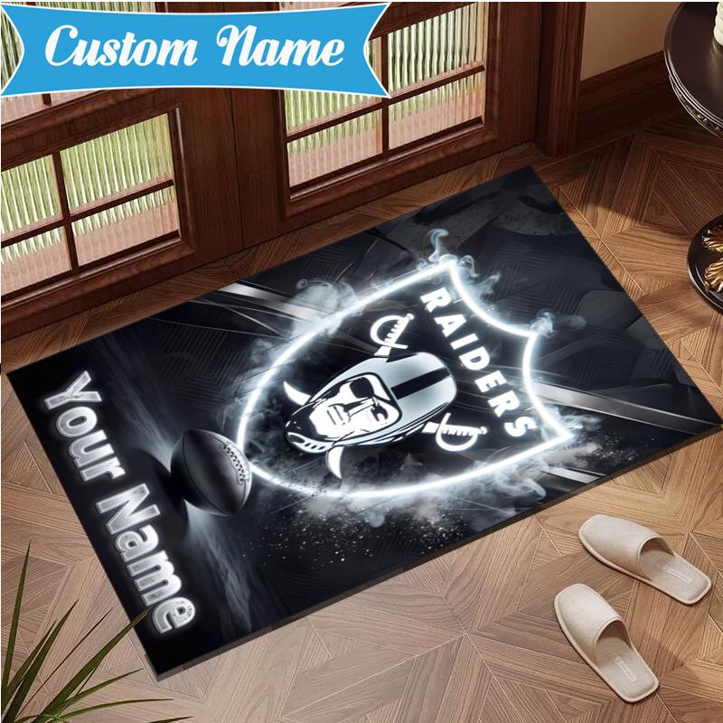 Custom Name Raiders Football Rug Indoor Floor Mat Chair Rug Perfect for Living Room, Bedroom, Playroom, Game Room Christmas fan gifts