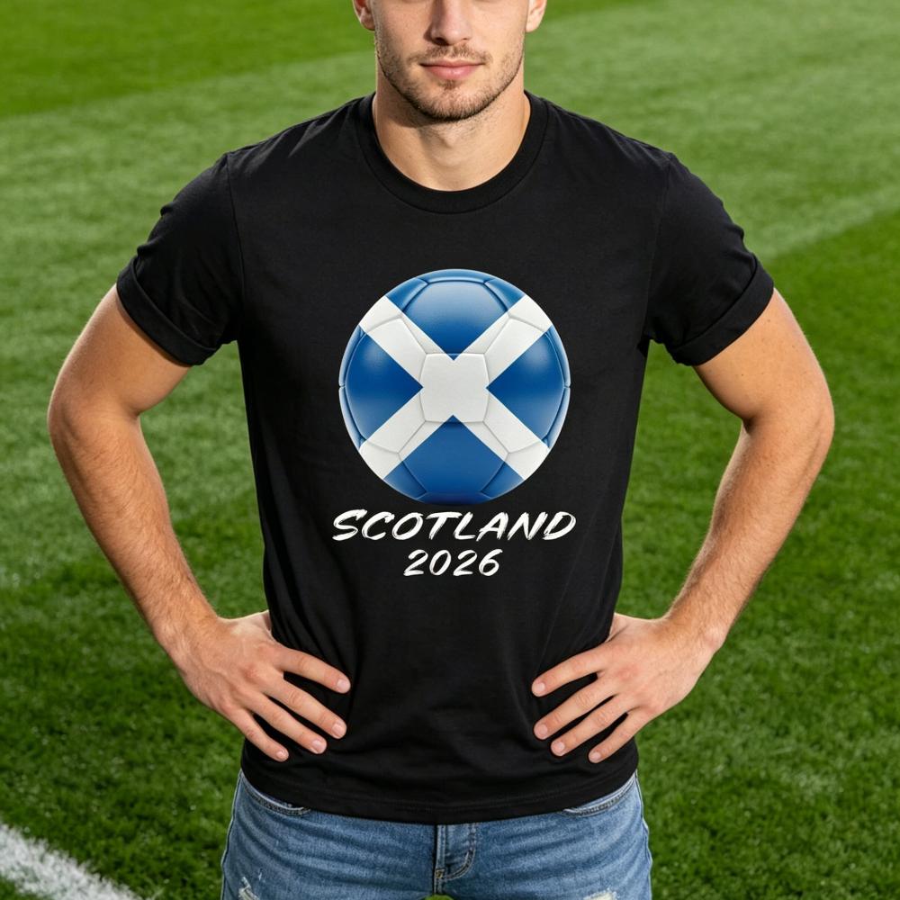 Scotland 2026 Flag Soccer Ball TShirt Soccer Part Supplies Tshirt Men Women Summer Casual Fashion Crewneck Cotton Tee Tops