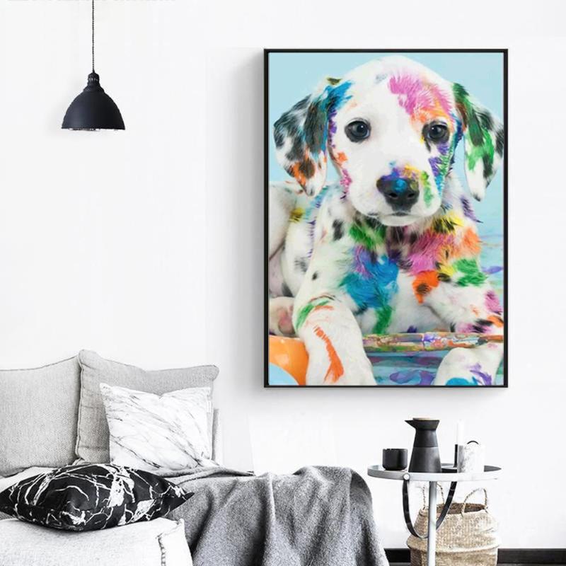 5D Diamond Painting Full of Diamonds Explosion Color Dog Cross Stitch
