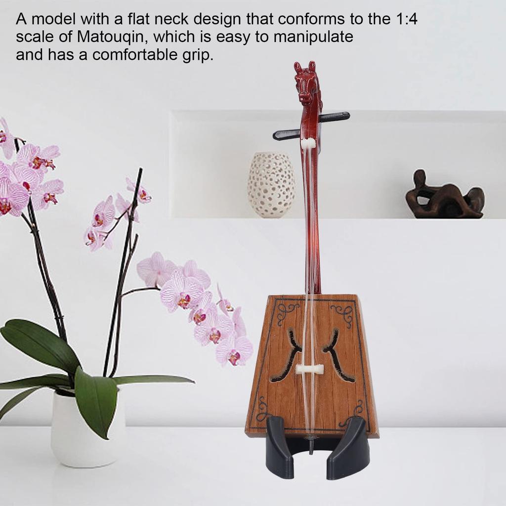 Miniature Morin Khuur (horsehead fiddle) model, Chinese musical instrument, educational toy with stand, perfect for birthdays, Christmas, and New Year