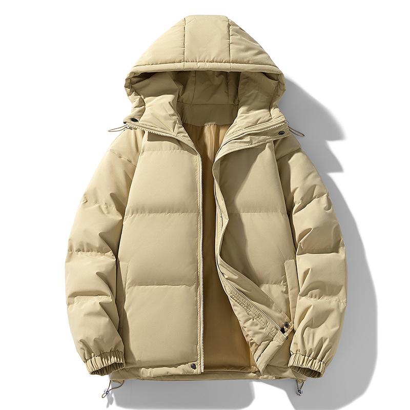 Herbst- und Winter-Einfarbiger Kapuzen-Baumwollmantel für Herren und Damen, Trendiger Verdickter Baumwollmantel im Hongkong-Stil, Warme Jacke, Studenten-Brotmantel