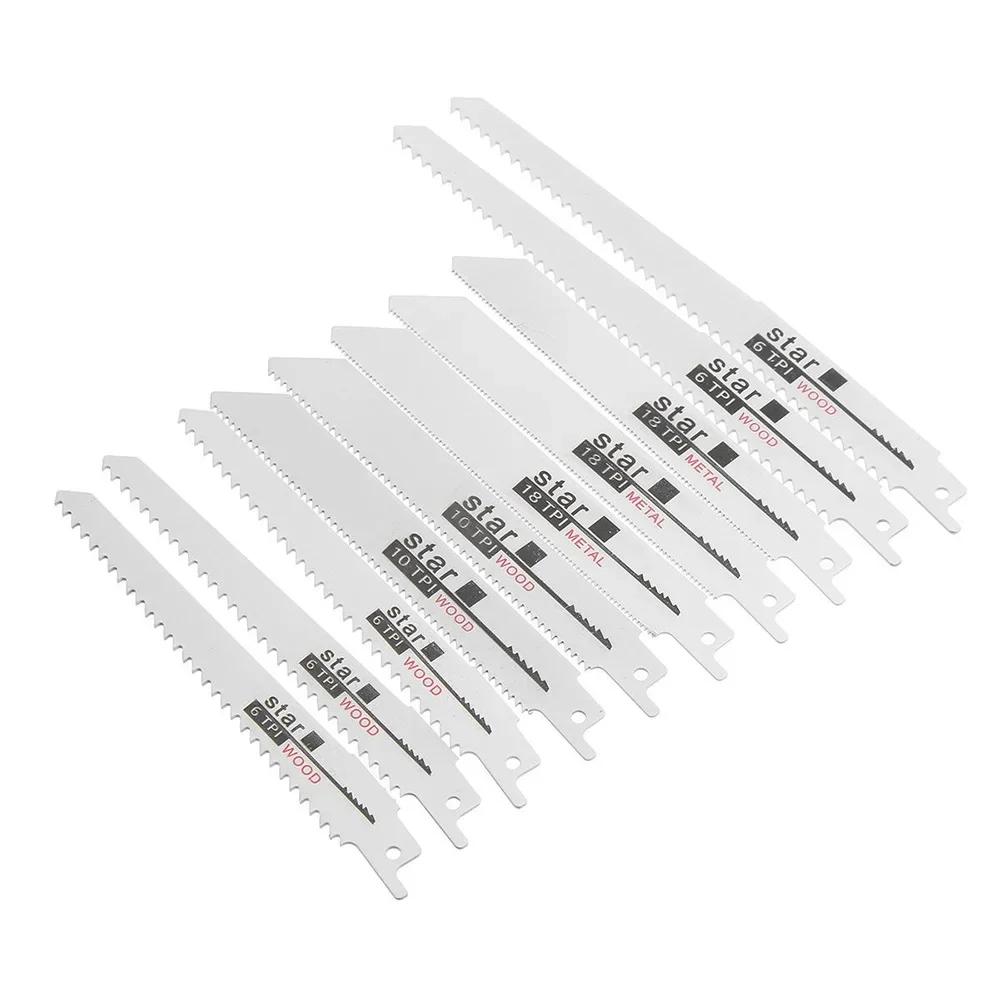 High Carbon Steel Reciprocating Saw Blades 10pcs Set Wood Plastic Pipe Metal Cutting Pruning Saw Blades