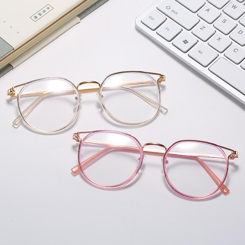 2022 Myopia Glasses for Women Anti Blue Light Fashion Metal Round Eyeglasses Girls Vintage Cat Ear Nearsighted Eyewear 0 To -600