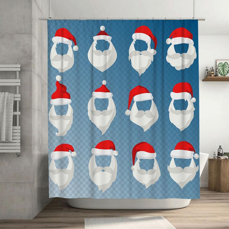 

TU Santa Claus Shower Curtain Christmas Holiday Bathroom Decor Festive Xmas Pattern Waterproof Fabric Backdrop Home Decor Gift 90x180cm35x71in
