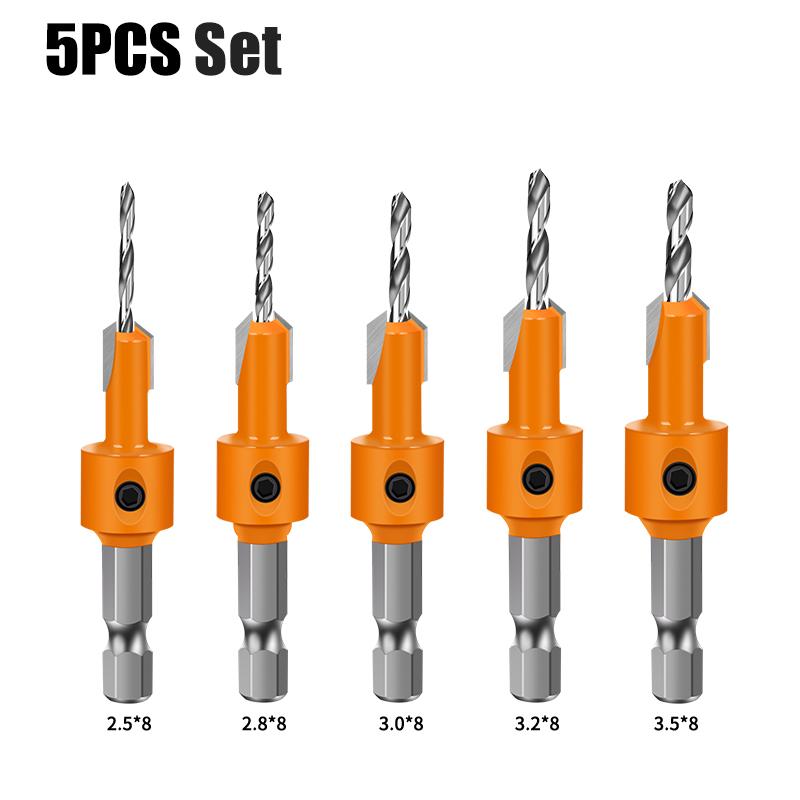 1-5PCS 8mm Shank HSS Woodworking Countersink Router Bit Screw Extractor Remon  for Wood Milling Cutter