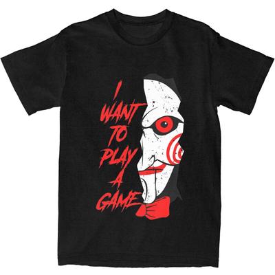 Couple T Shirt SAW I WANT TO PLAY A GAME Horror  T-Shirts Harajuku Beach Tees Streetwear Custom DIY Cotton Clothes Gift