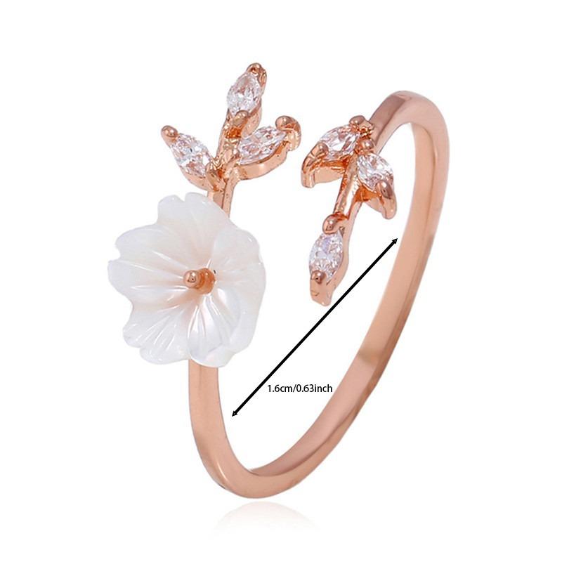 1pc New Women's Fashion Pop Rose Gold Branch Leaf Shell Flower Ring Flower Leaf Jewelry