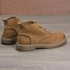 Autumn Men's Wide-Toe Casual Leather Martin Boots - Retro Lace-Up Mid-Top Cotton Shoes