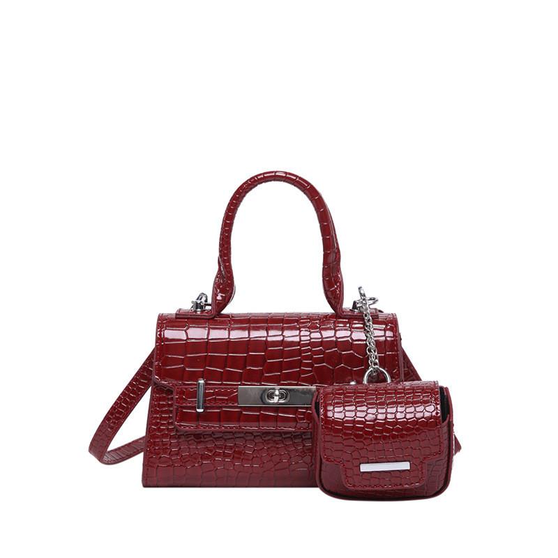 Pu Leather Stone Texture Crossbody Bag With Small Bag For Daily Fashion Womens Accessories