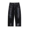 Colorful Hand-painted Jeans Men's Scimitar Loose Straight Design Wide-leg Pants