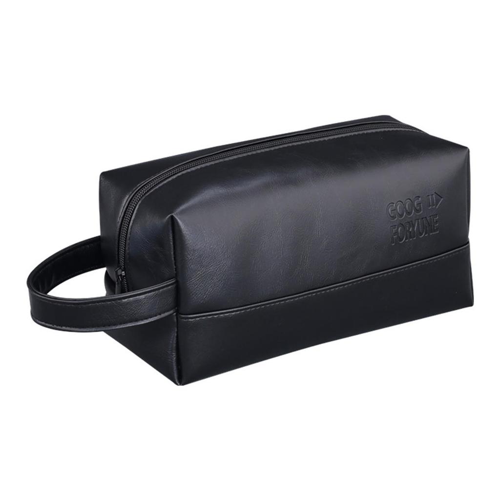 Men Leather Travel Business Shaving Cosmetic Bag Portable Toiletry Bag Large Capacity Organizer Handheld Toiletry Kits