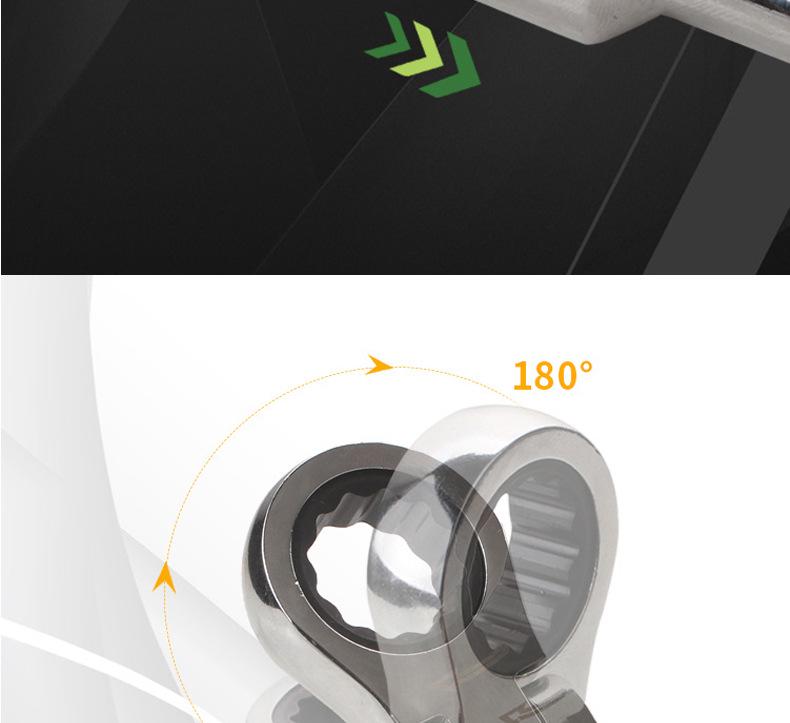 8-teiliges tragbares drehbares Ratschenschlüssel-Set mit 180°-Kopf