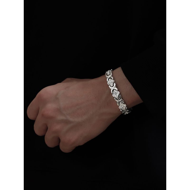 Mushen Light Luxury Niche 18K Gold Bracelet for Men and Women, New Four-Leaf Clover Full Diamond High-End Trendy Magnetic Jewelry