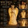 Prayer Angel Statue Decoration Guardian Figurine with Warm LED Light for Christmas Decor, Praying Inspirational Gifts Women Tabletop Night Lamp