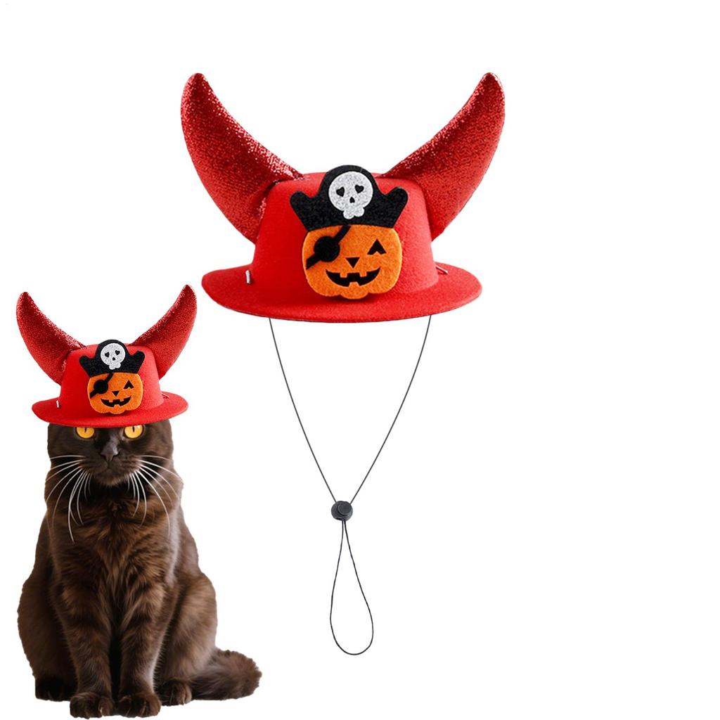 Dog Hat Horn Design Halloween Pet Hat Adjustable Costume Headwear For Family Gathering Festival Celebration Stage Show Theater